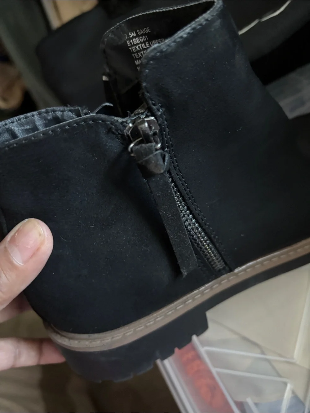 Esprit Black Suede-Look Ankle Booties